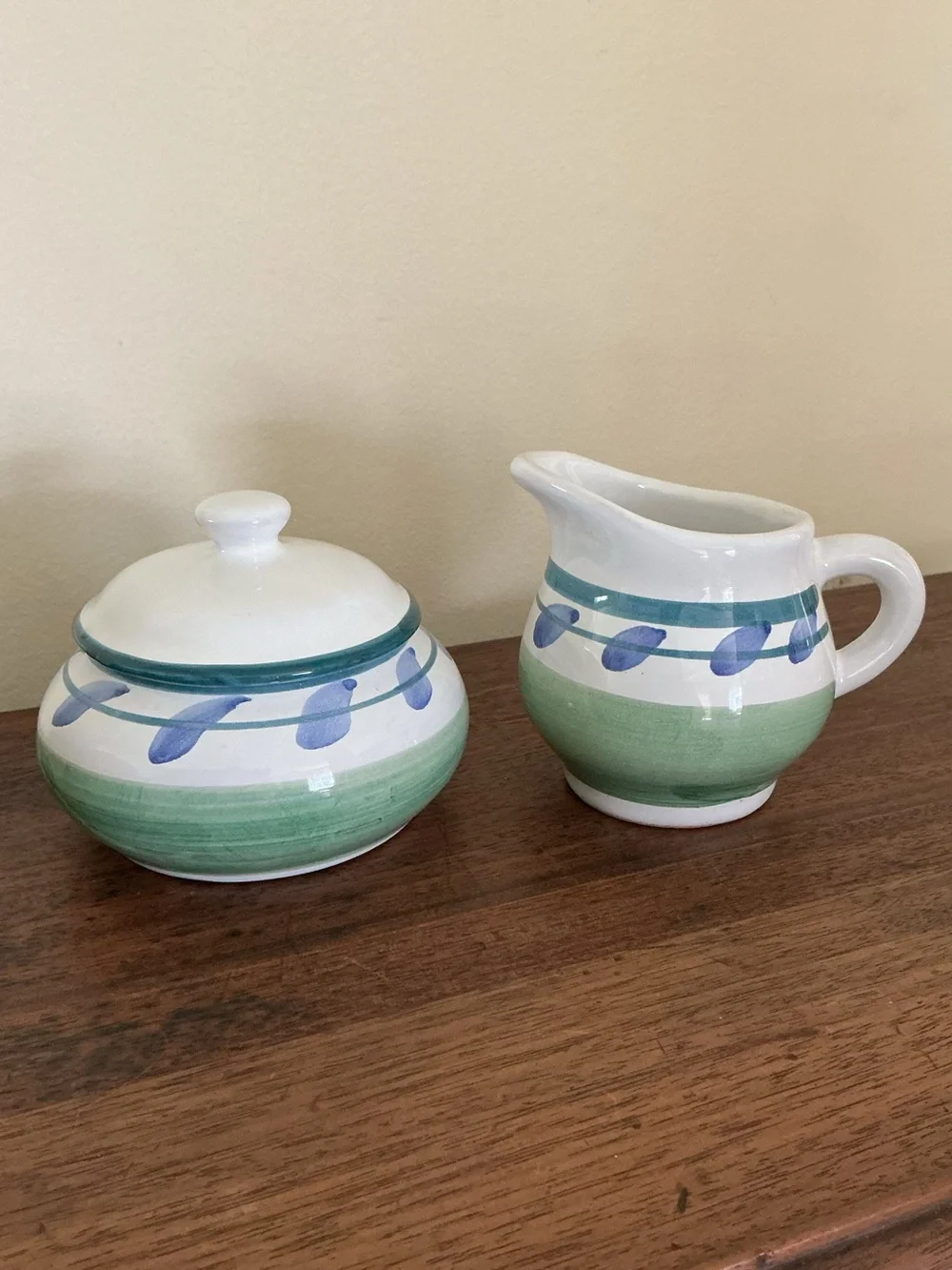 Hand-Painted Caleca Cream & Sugar Italy